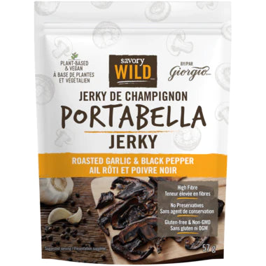 Savory Wild Portabella Jerky Roasted Garlic & Black Pepper 57g