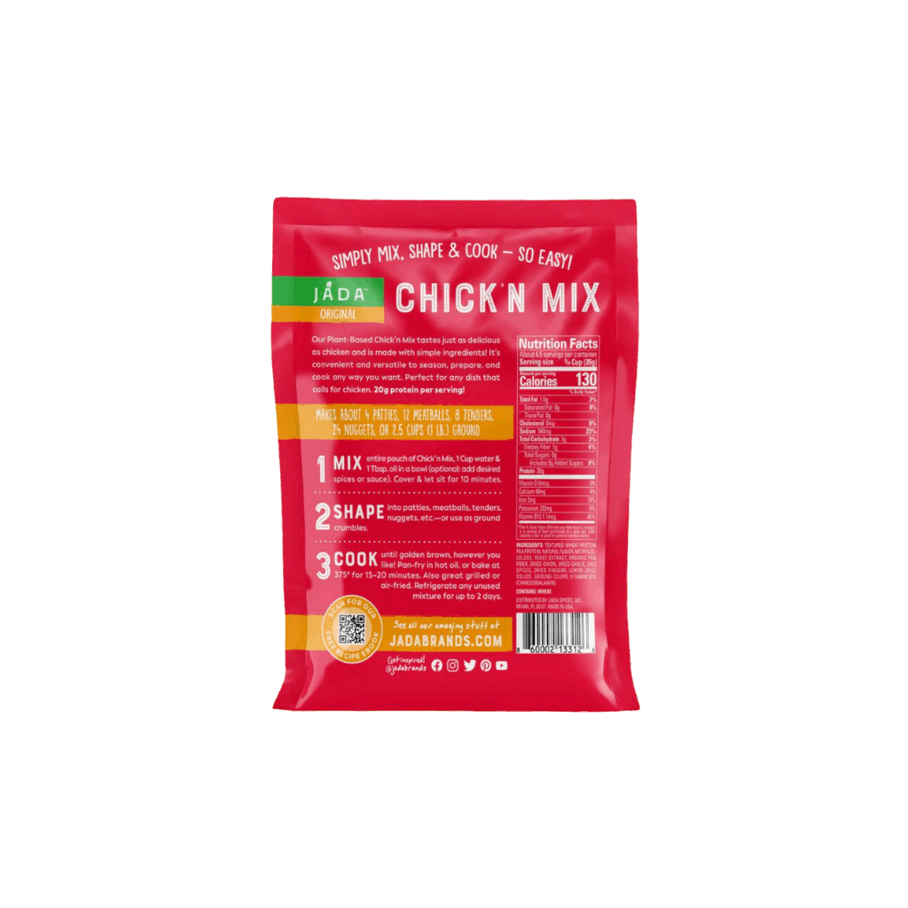 Jada Plant Based Chick'n Mix 160g Ingredients