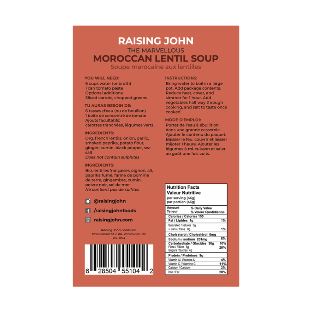 Raising John Morrocan Lentil Soup Mix 273g