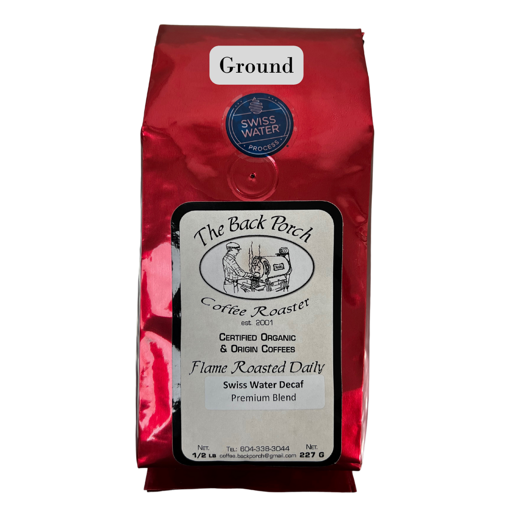 The Back Porch Coffee Roaster Swiss Water Organic Decaf Blend ground 227g
