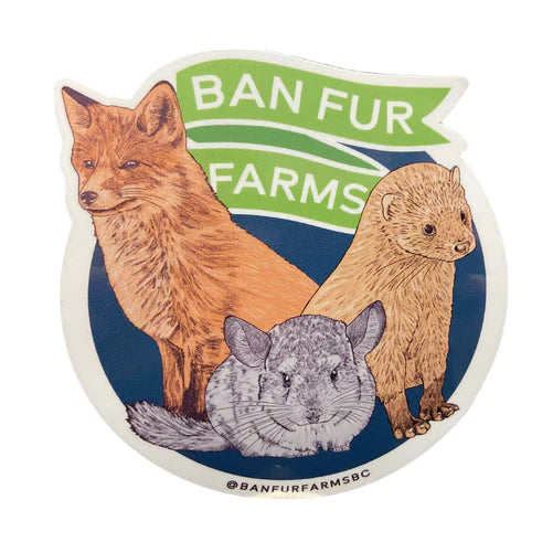 Ban Fur Farms BC Circle Sticker