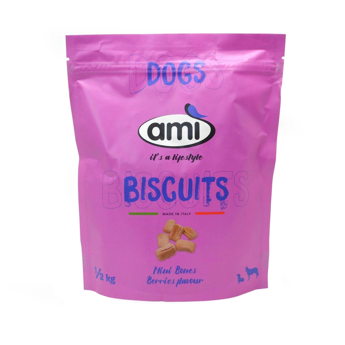 Ami Dog Biscuits Mini Bones Berries Flavour .5kg
